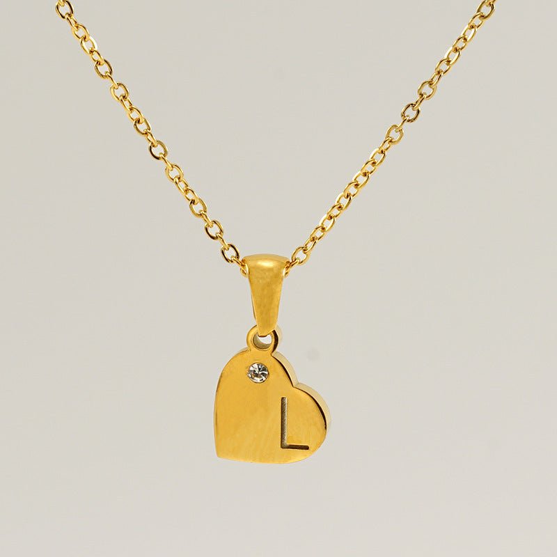 Titanium Steel Heart Shape With Diamond Pendant Necklace - Metamorphosis Creations