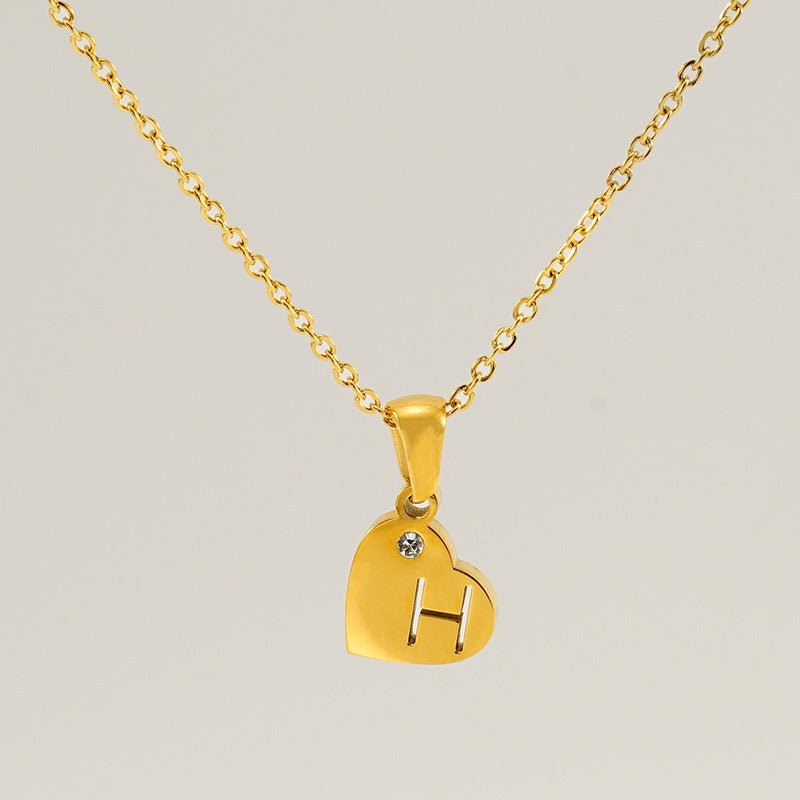 Titanium Steel Heart Shape With Diamond Pendant Necklace - Metamorphosis Creations