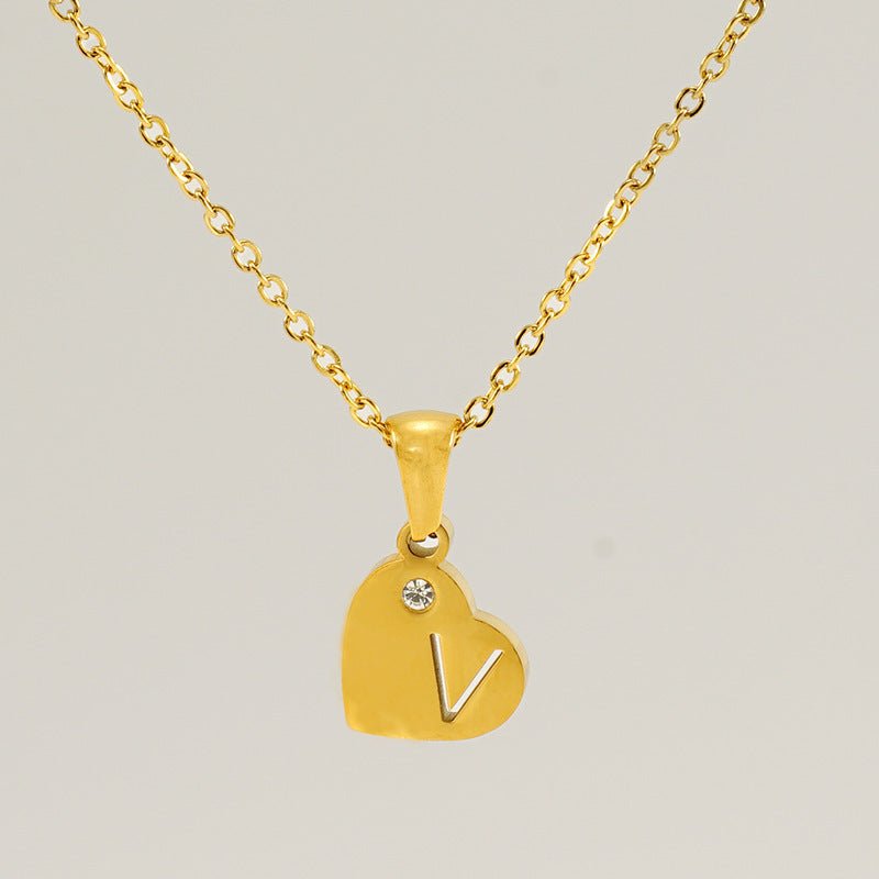 Titanium Steel Heart Shape With Diamond Pendant Necklace - Metamorphosis Creations