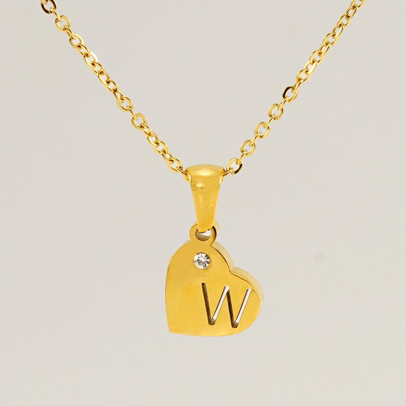 Titanium Steel Heart Shape With Diamond Pendant Necklace - Metamorphosis Creations