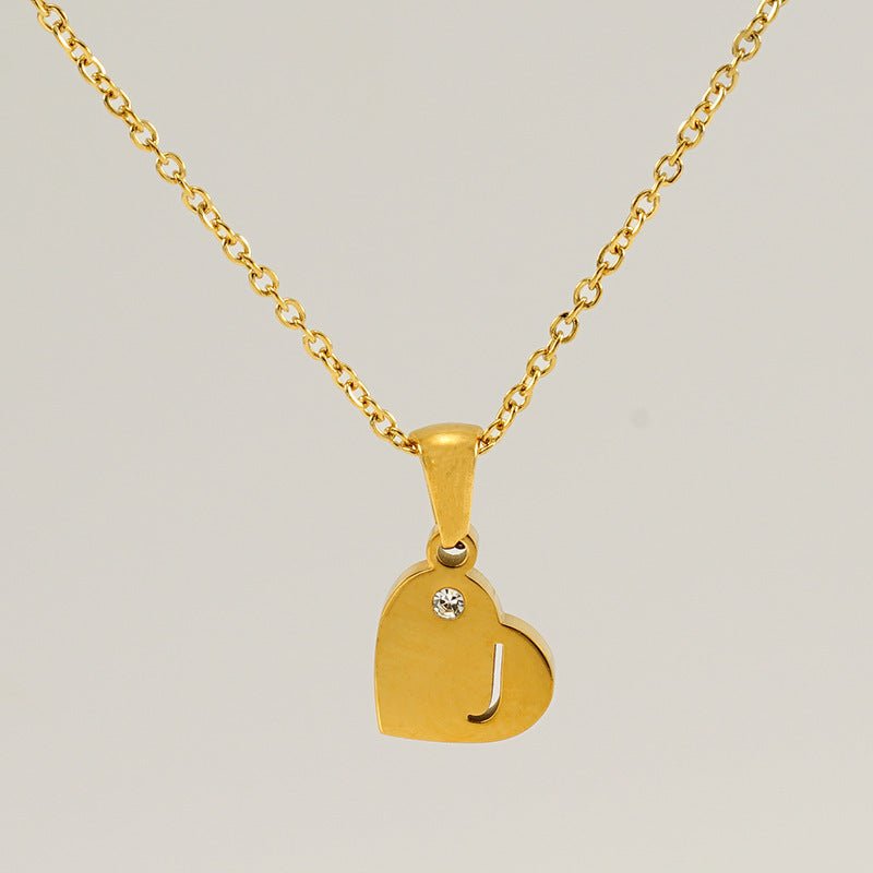 Titanium Steel Heart Shape With Diamond Pendant Necklace - Metamorphosis Creations