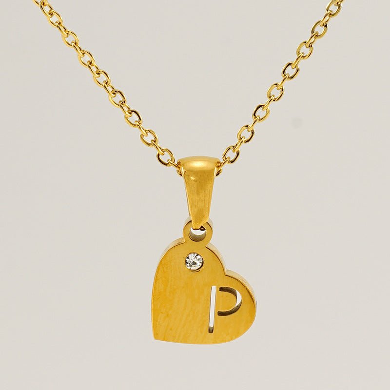 Titanium Steel Heart Shape With Diamond Pendant Necklace - Metamorphosis Creations