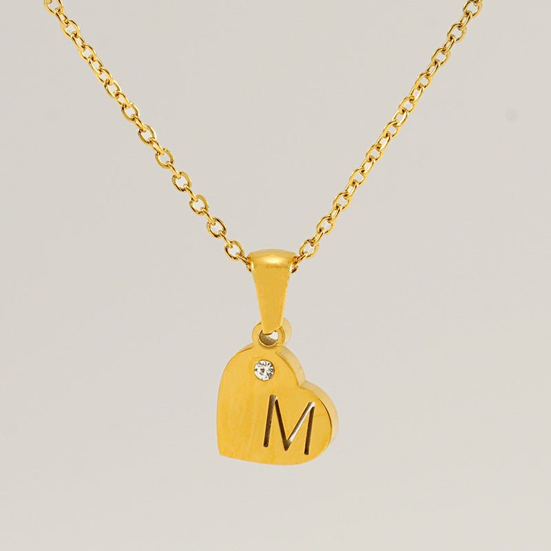 Titanium Steel Heart Shape With Diamond Pendant Necklace - Metamorphosis Creations