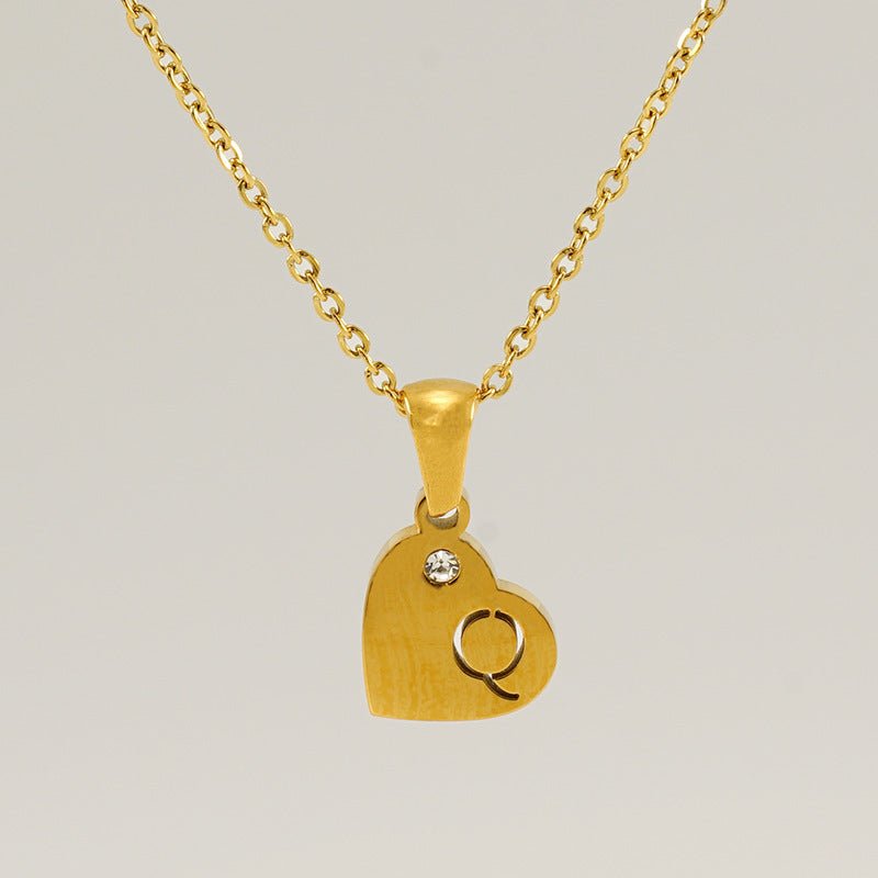 Titanium Steel Heart Shape With Diamond Pendant Necklace - Metamorphosis Creations