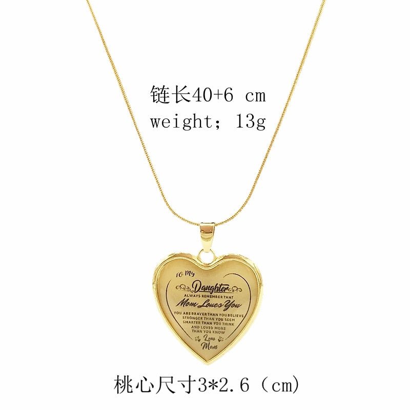 To My Daughter Love Mom Heart Epoxy Necklace Inspirational Jewelry - Metamorphosis Creations