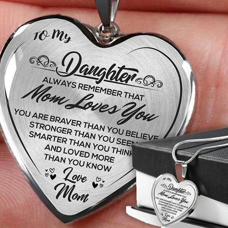 To My Daughter Love Mom Heart Epoxy Necklace Inspirational Jewelry - Metamorphosis Creations