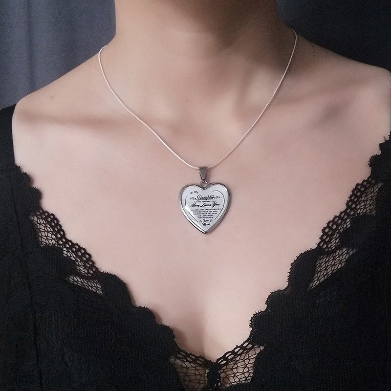 To My Daughter Love Mom Heart Epoxy Necklace Inspirational Jewelry - Metamorphosis Creations