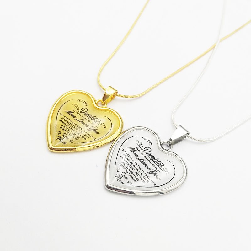 To My Daughter Love Mom Heart Epoxy Necklace Inspirational Jewelry - Metamorphosis Creations