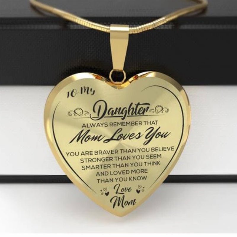 To My Daughter Love Mom Heart Epoxy Necklace Inspirational Jewelry - Metamorphosis Creations