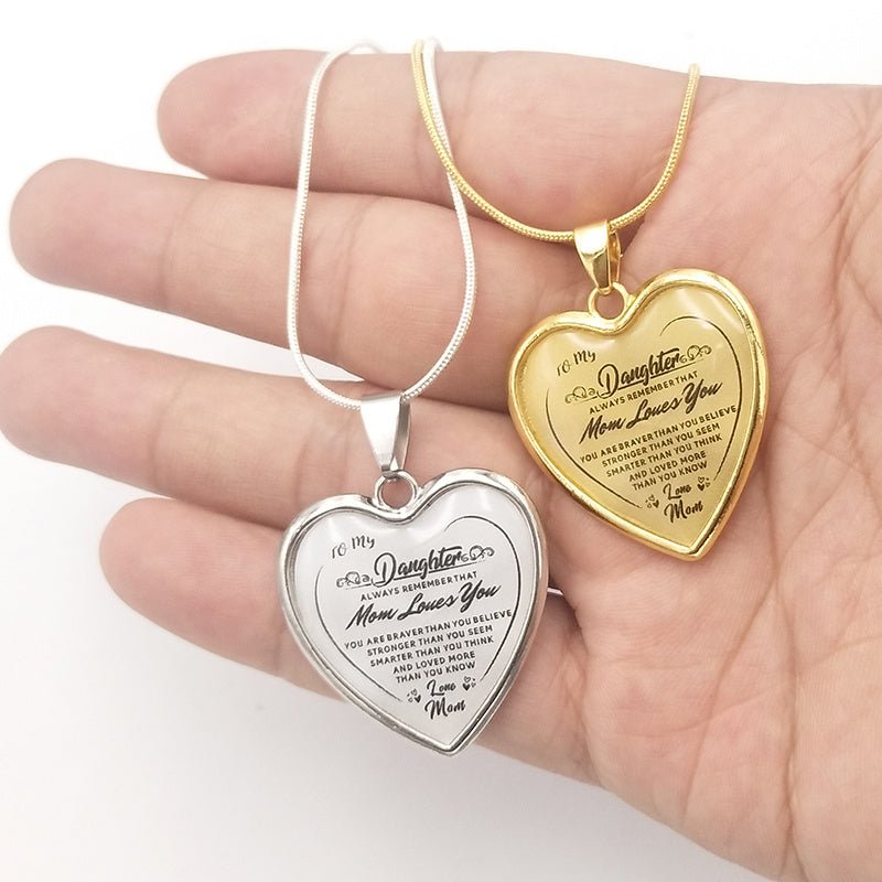 To My Daughter Love Mom Heart Epoxy Necklace Inspirational Jewelry - Metamorphosis Creations