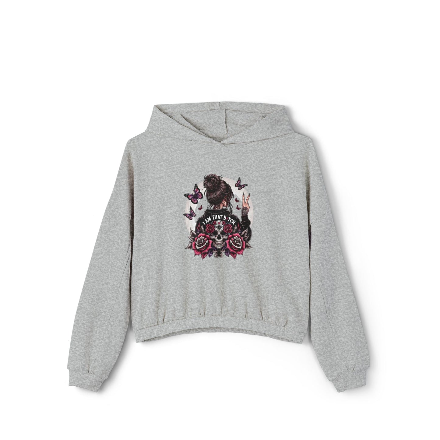 Too Cool to Be Cold” Funny SweaterStylish Women's Cinched Bottom Hoodie with Floral Design, Cozy Hoodie, Casual Fashion, Gift for Her, Everyday Wear - Metamorphosis Creations