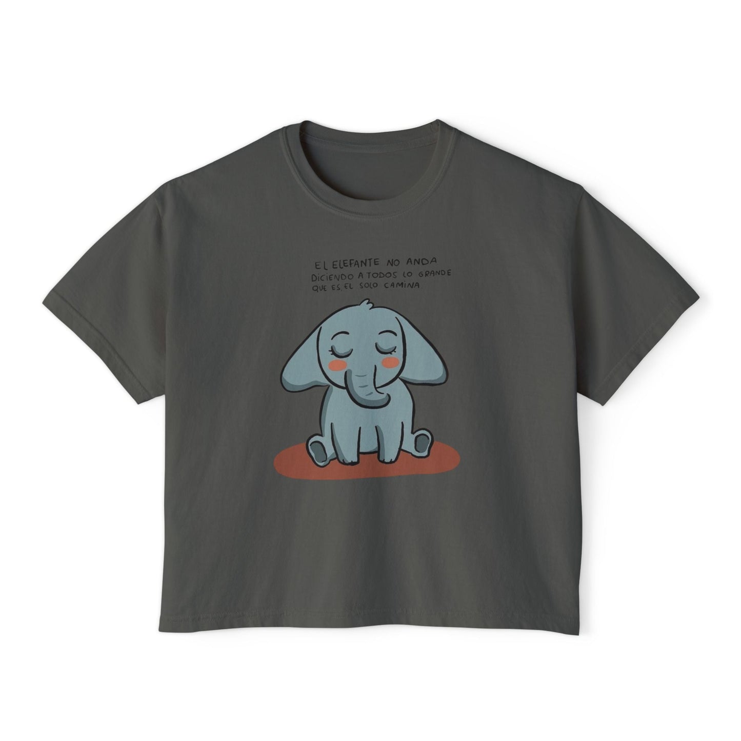 🌸 🧘♀️ Viste tu paz – Que tu energía hable primero Cute Elephant Women's Boxy Tee, Relaxed Fit Shirt, Gift for Animal Lovers, Casual Wear, - Metamorphosis Creations