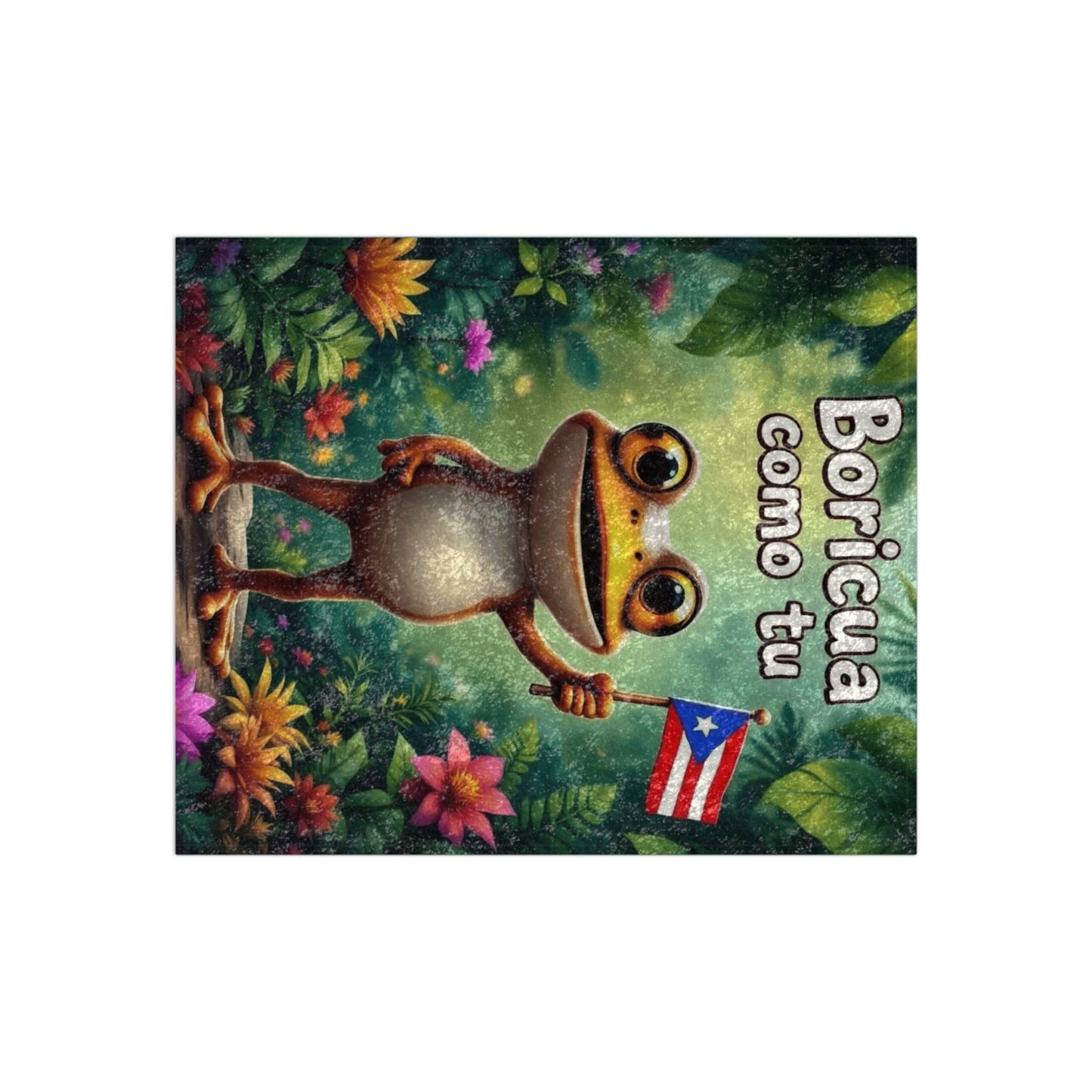 Warmth from the Island – Boricua Crushed Velvet Blanket with Puerto Rican Flag, Taíno Symbols & Cultural Design (50"x60") - Metamorphosis Creations
