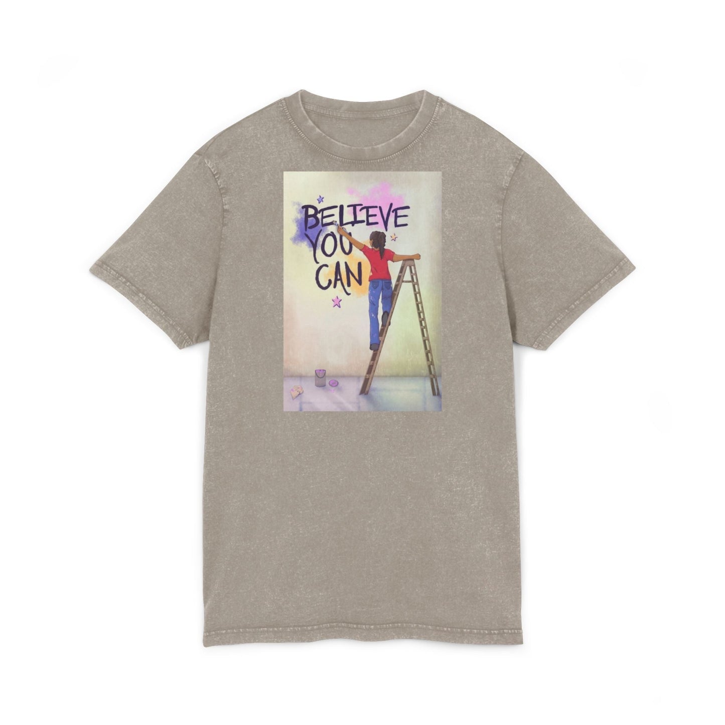 🧘♀️ Wear Your Peace. Believe You Can Acid Washed Tee - Motivational Shirt, Vintage Style T-Shirt, Casual Wear, Gift for Friends, Inspirational Apparel - Metamorphosis Creations