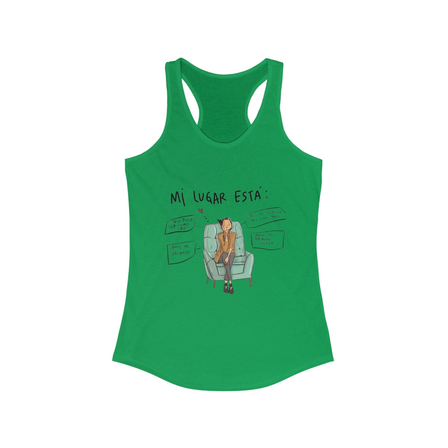 Women's Ideal Racerback Tank with Trendy Illustration, Ideal for Summer, Fitness, Casual Wear, Gifts, Everyday Style - Metamorphosis Creations