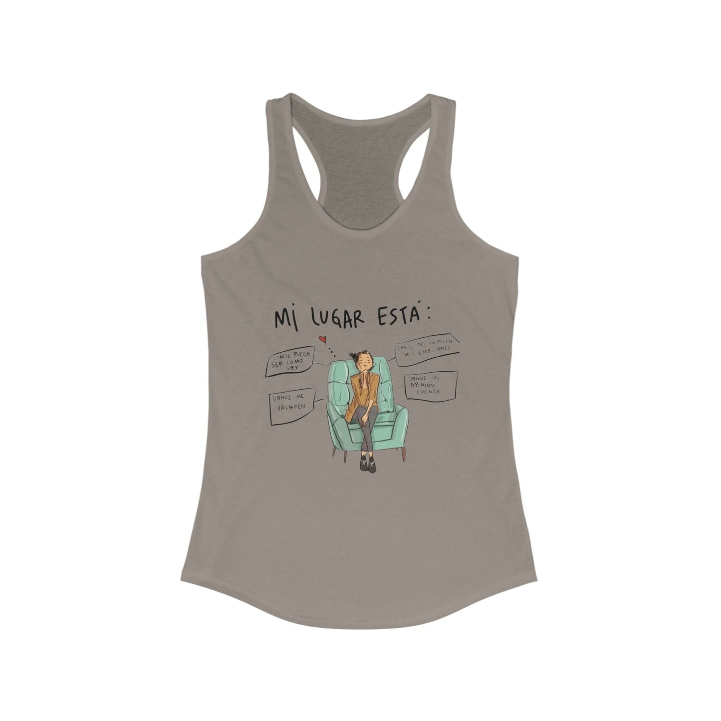 Women's Ideal Racerback Tank with Trendy Illustration, Ideal for Summer, Fitness, Casual Wear, Gifts, Everyday Style - Metamorphosis Creations
