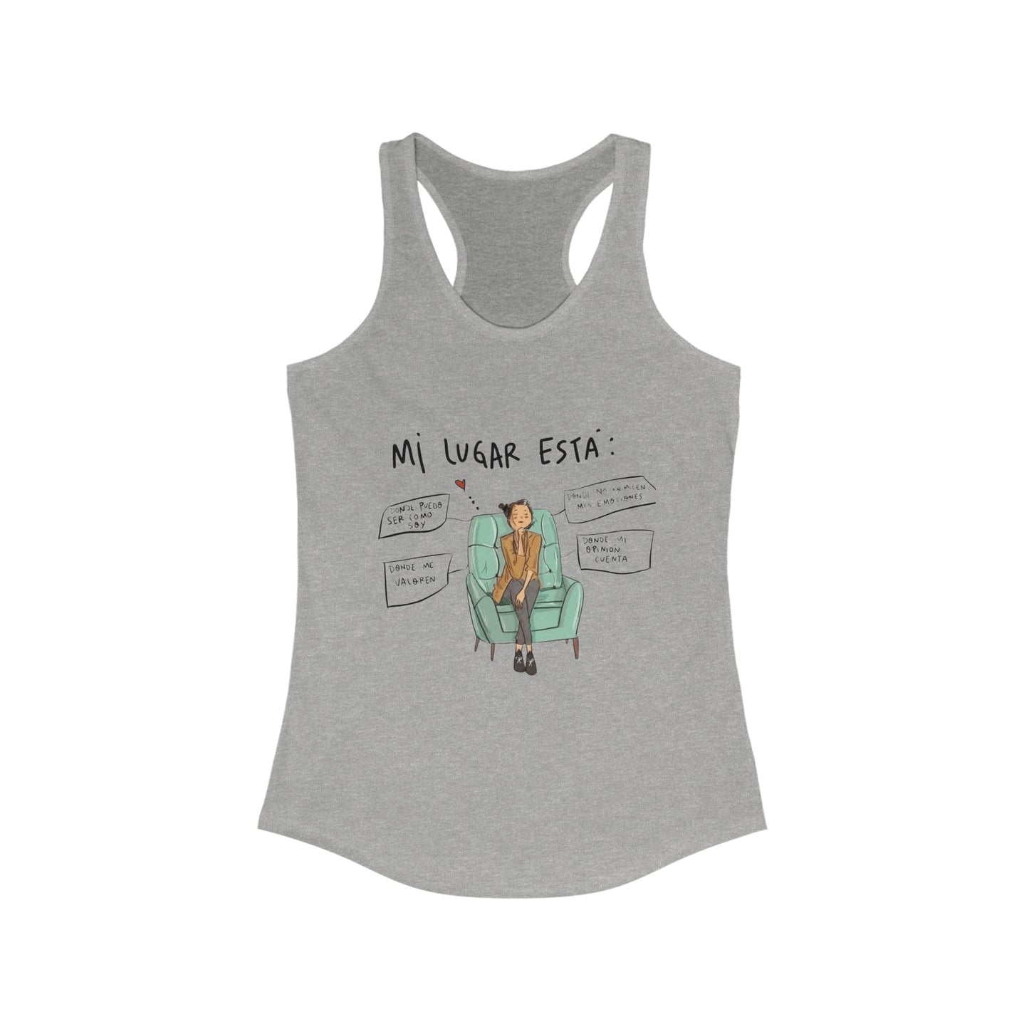 Women's Ideal Racerback Tank with Trendy Illustration, Ideal for Summer, Fitness, Casual Wear, Gifts, Everyday Style - Metamorphosis Creations