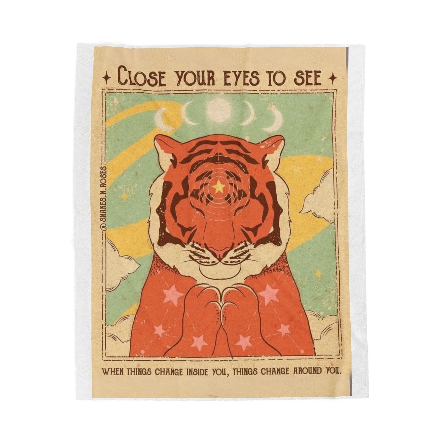 Wrap Your Soul in Comfort & Intention Tiger Dreams Inspirational Velveteen Plush Blanket, Cozy Throw for Meditation, Dreamy Gift for Yoga Lovers, Home Decor, Unique Gift Idea - Metamorphosis Creations