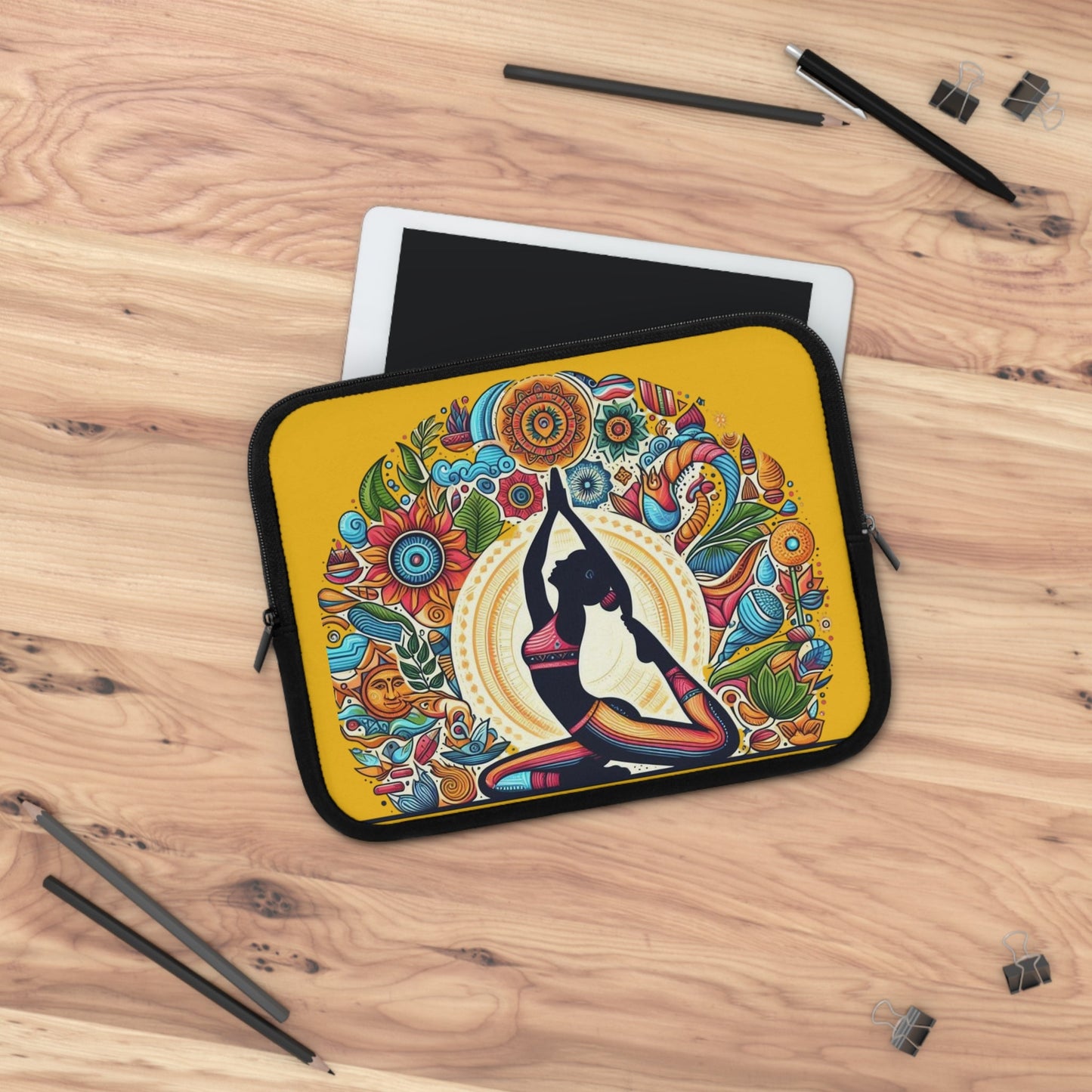Yoga - Inspired Laptop Sleeve, Bohemian Laptop Case, Artful MacBook Sleeve, Meditation Gift, Colorful Tech Pouch - Metamorphosis Creations