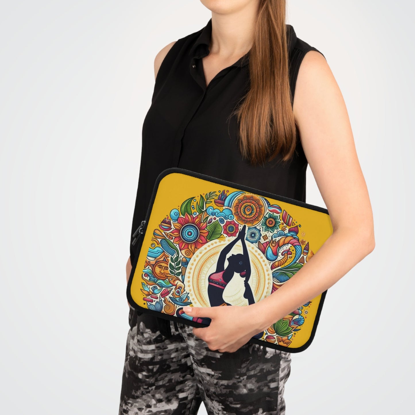 Yoga - Inspired Laptop Sleeve, Bohemian Laptop Case, Artful MacBook Sleeve, Meditation Gift, Colorful Tech Pouch - Metamorphosis Creations