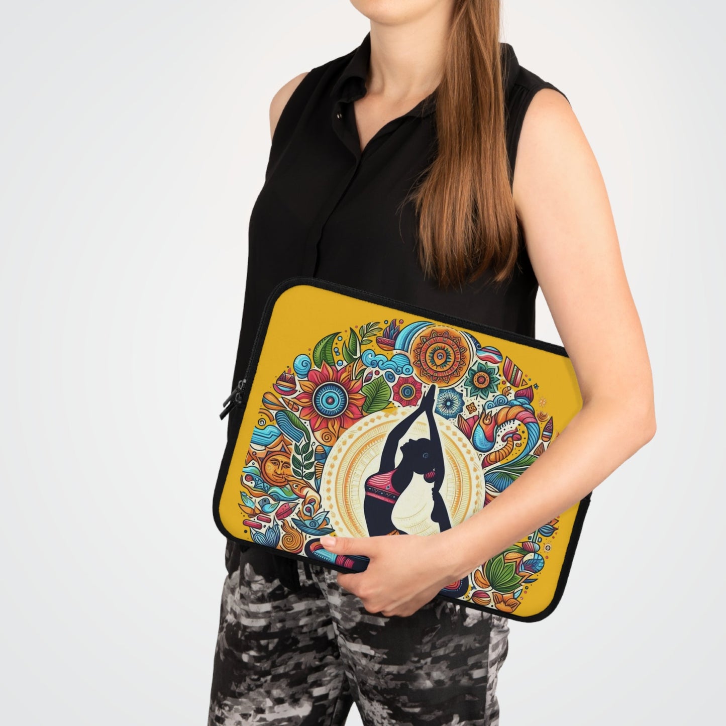 Yoga - Inspired Laptop Sleeve, Bohemian Laptop Case, Artful MacBook Sleeve, Meditation Gift, Colorful Tech Pouch - Metamorphosis Creations