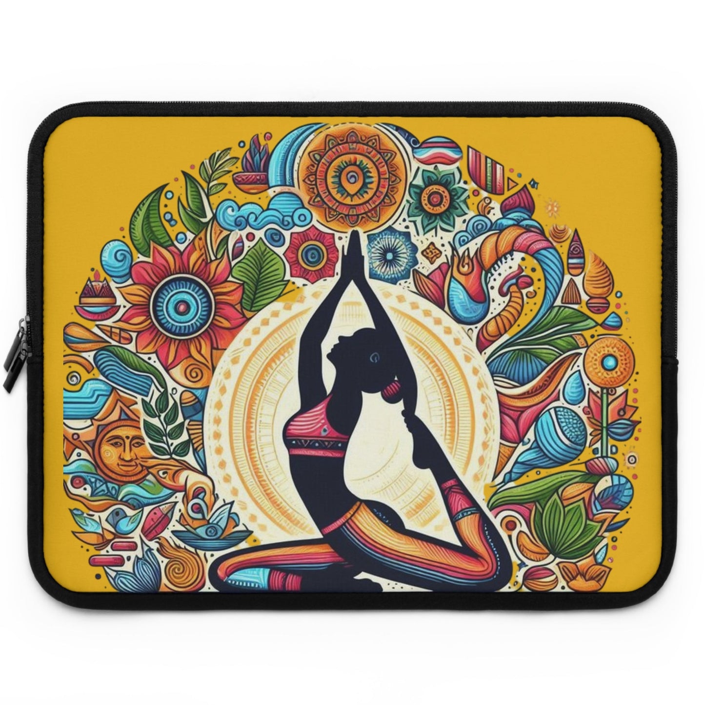 Yoga - Inspired Laptop Sleeve, Bohemian Laptop Case, Artful MacBook Sleeve, Meditation Gift, Colorful Tech Pouch - Metamorphosis Creations