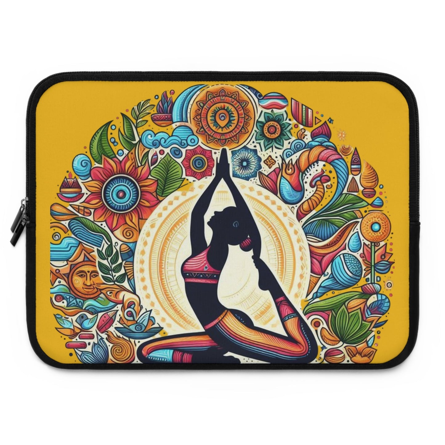 Yoga - Inspired Laptop Sleeve, Bohemian Laptop Case, Artful MacBook Sleeve, Meditation Gift, Colorful Tech Pouch - Metamorphosis Creations