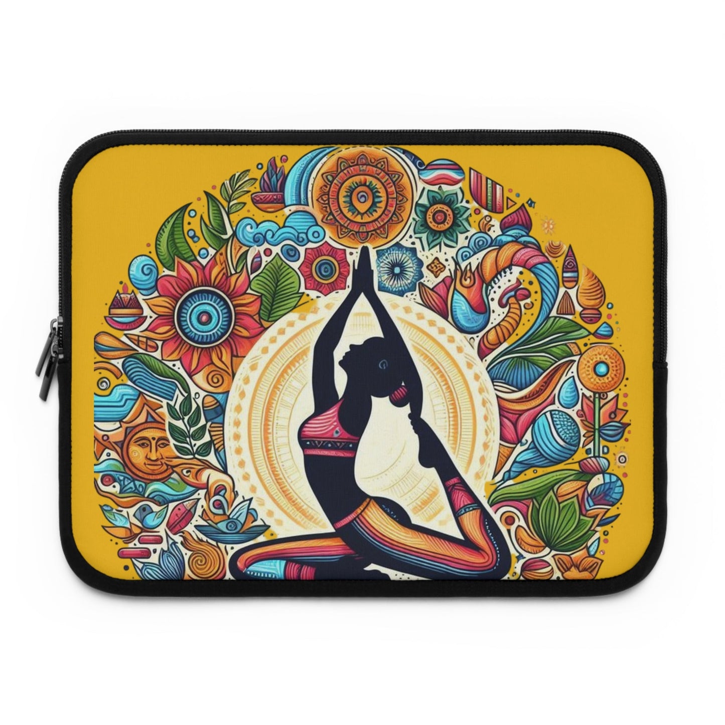Yoga - Inspired Laptop Sleeve, Bohemian Laptop Case, Artful MacBook Sleeve, Meditation Gift, Colorful Tech Pouch - Metamorphosis Creations