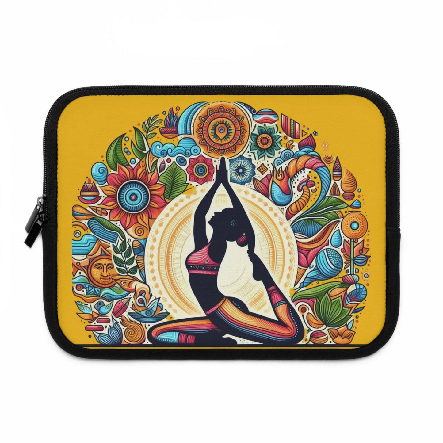 Yoga - Inspired Laptop Sleeve, Bohemian Laptop Case, Artful MacBook Sleeve, Meditation Gift, Colorful Tech Pouch - Metamorphosis Creations