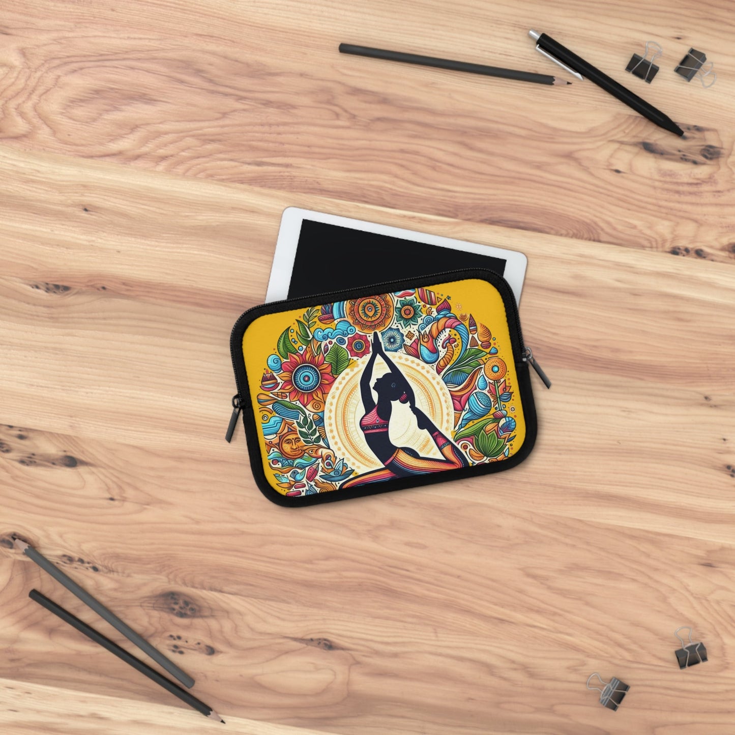 Yoga - Inspired Laptop Sleeve, Bohemian Laptop Case, Artful MacBook Sleeve, Meditation Gift, Colorful Tech Pouch - Metamorphosis Creations