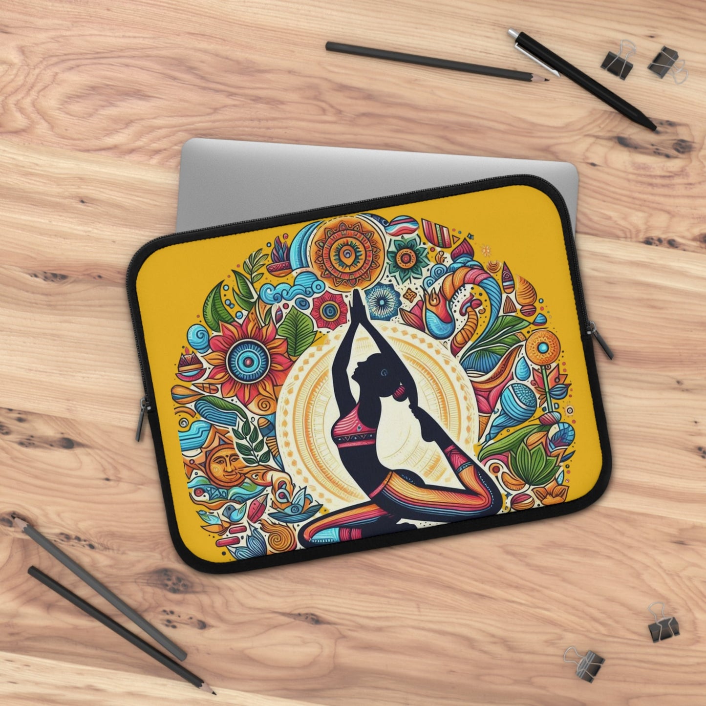 Yoga - Inspired Laptop Sleeve, Bohemian Laptop Case, Artful MacBook Sleeve, Meditation Gift, Colorful Tech Pouch - Metamorphosis Creations