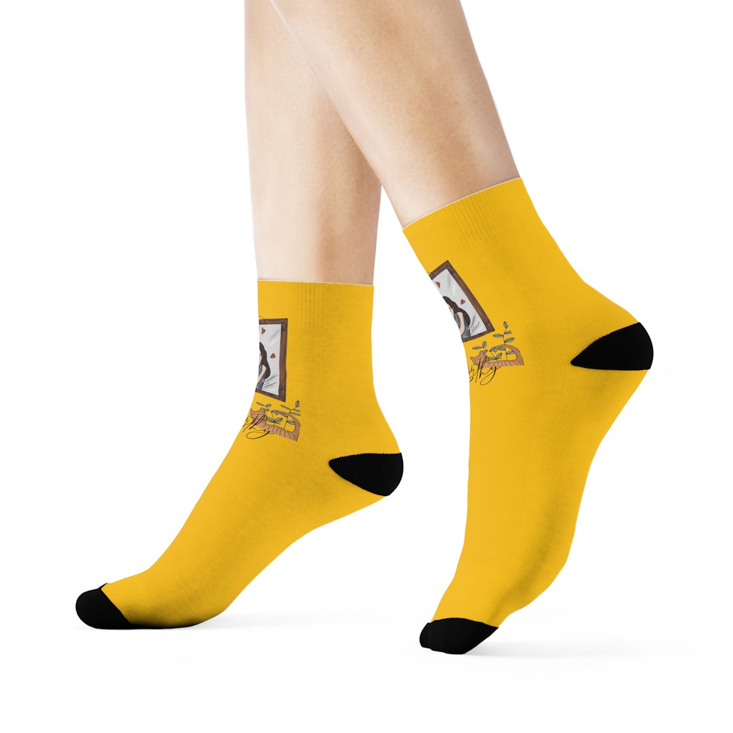 You are worthy socks Bright & Fun Crew Socks with Custom Design, Gift for Him/Her, Cozy Everyday Wear, Unique Fashion Accessory, Ideal for Birthdays & Holidays - Metamorphosis Creations