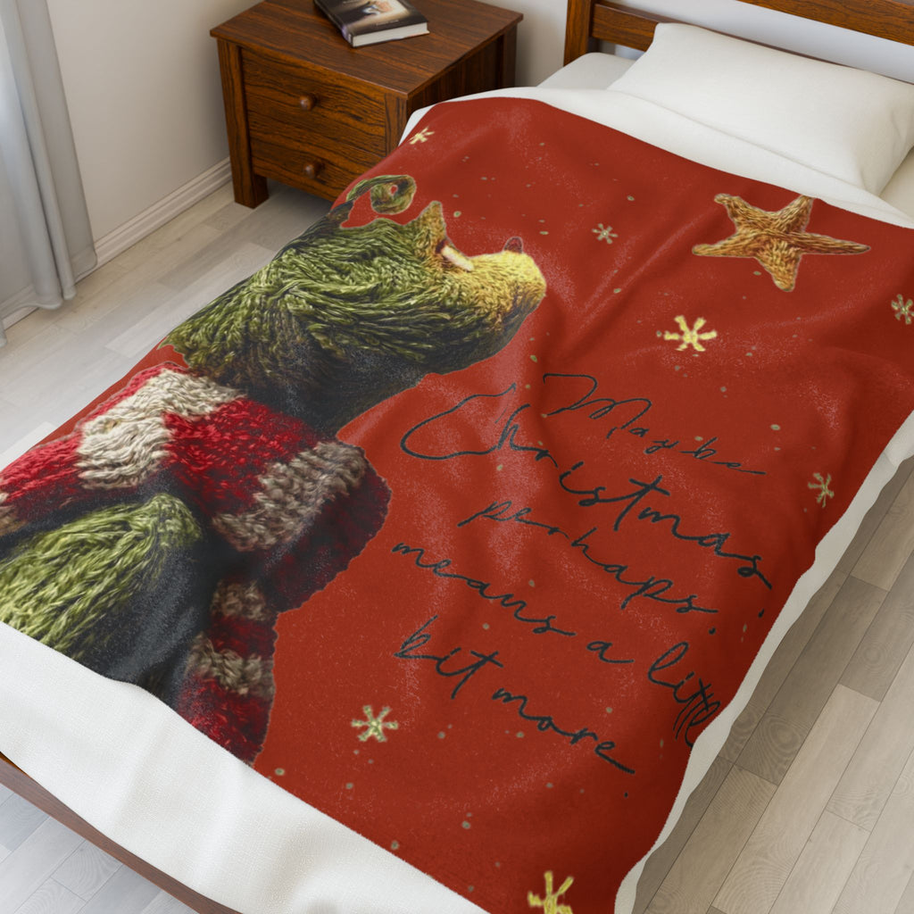 Christmas Plush Blanket  'Maybe Christmas, perhaps, means a little bit more' Cozy Holiday Throw