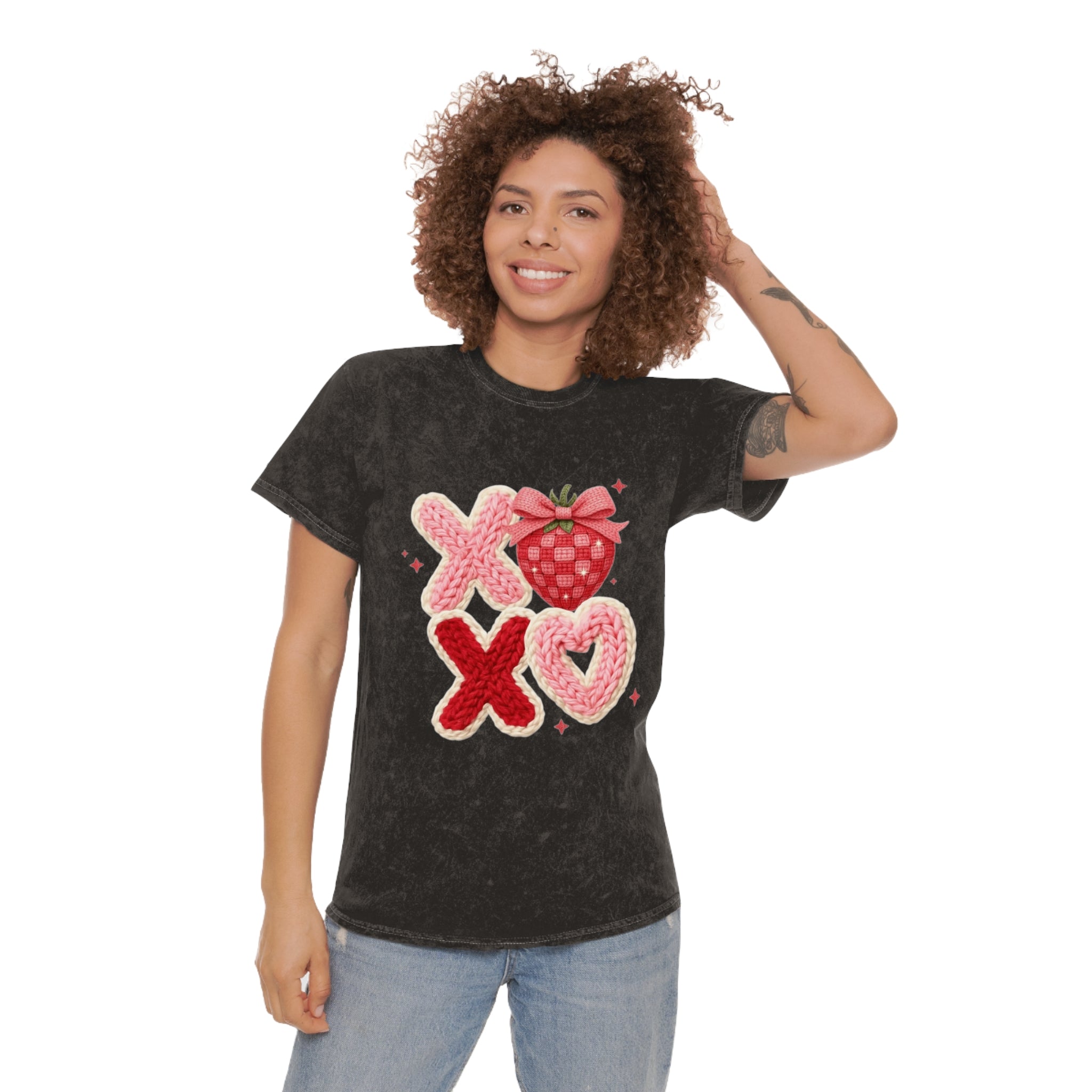 Valentine Strawberry XOXO Mineral Wash T-Shirt