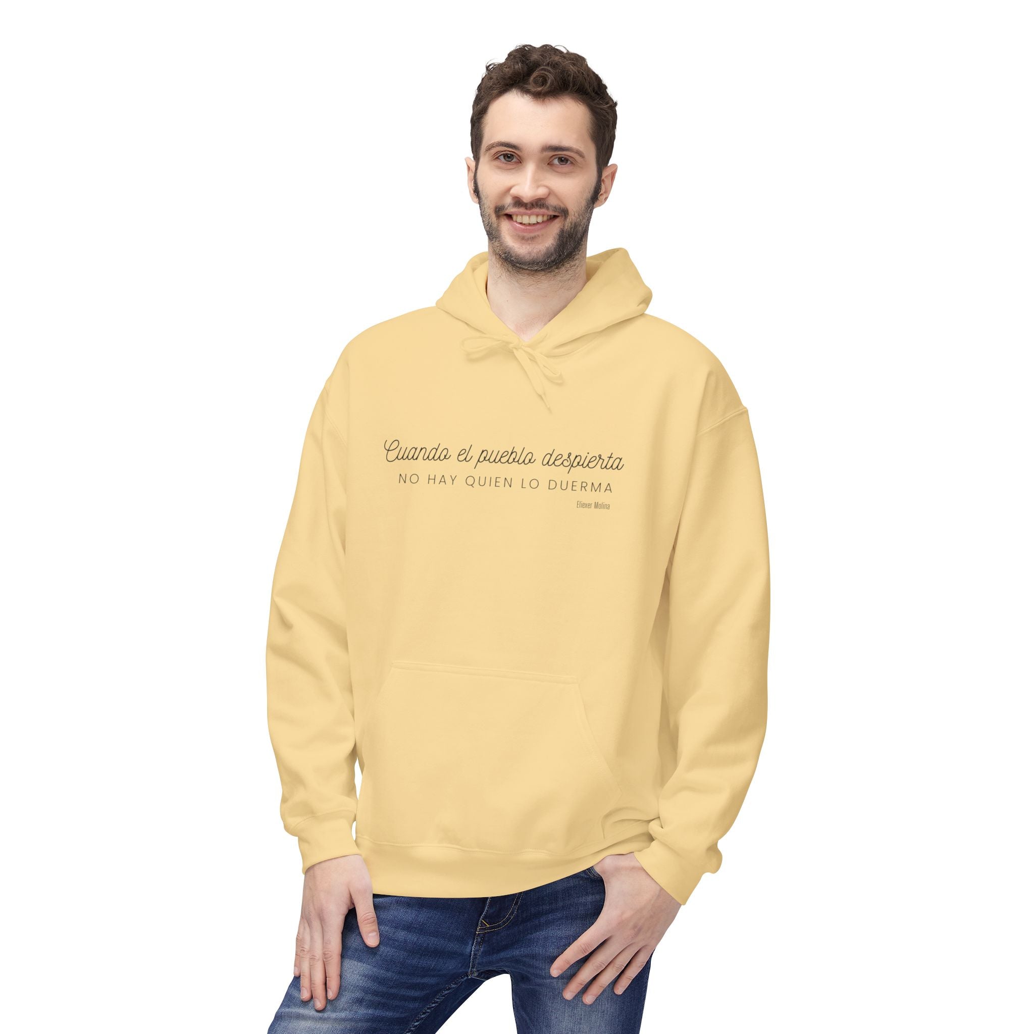 White Hoodie - "Caminas a pa'la desporta" Minimal Script Pullover