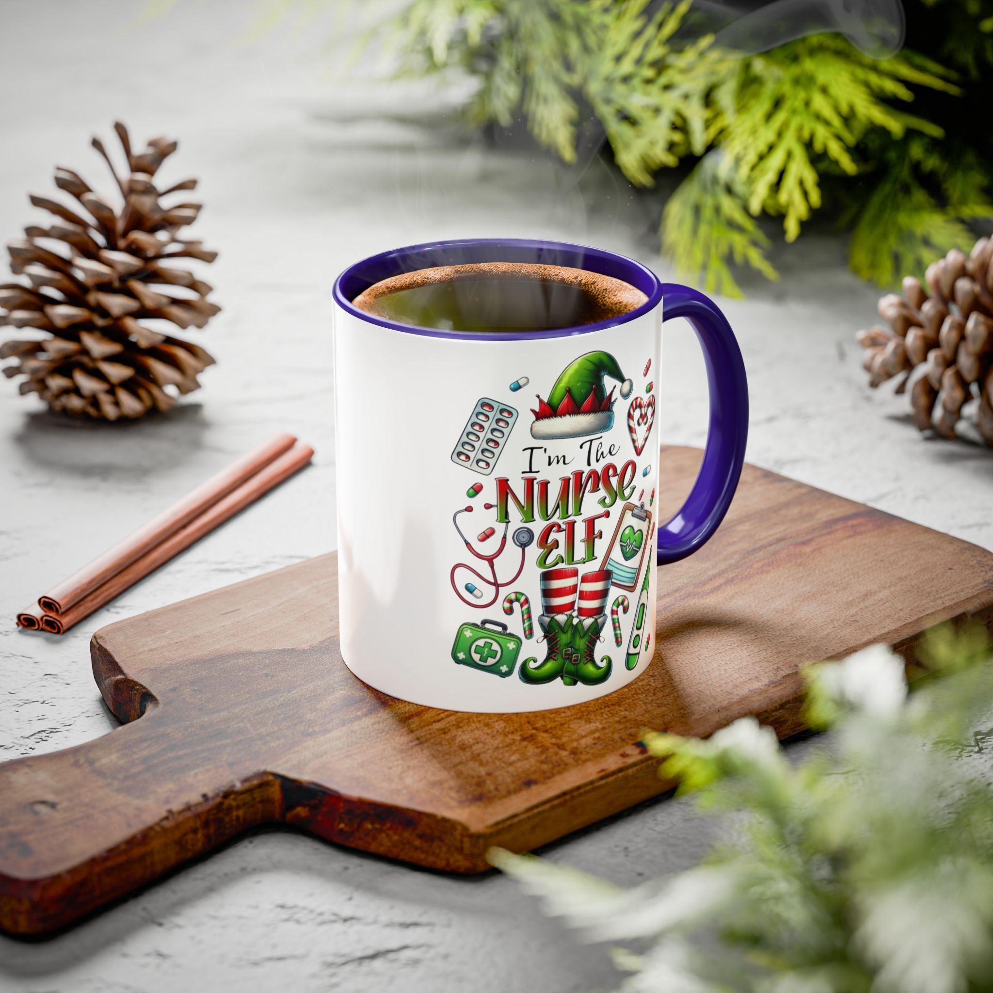 Nurse Elf Coffee Mug — Christmas Medical Holiday Gift (11oz & 15oz) Medical Christmas Mug