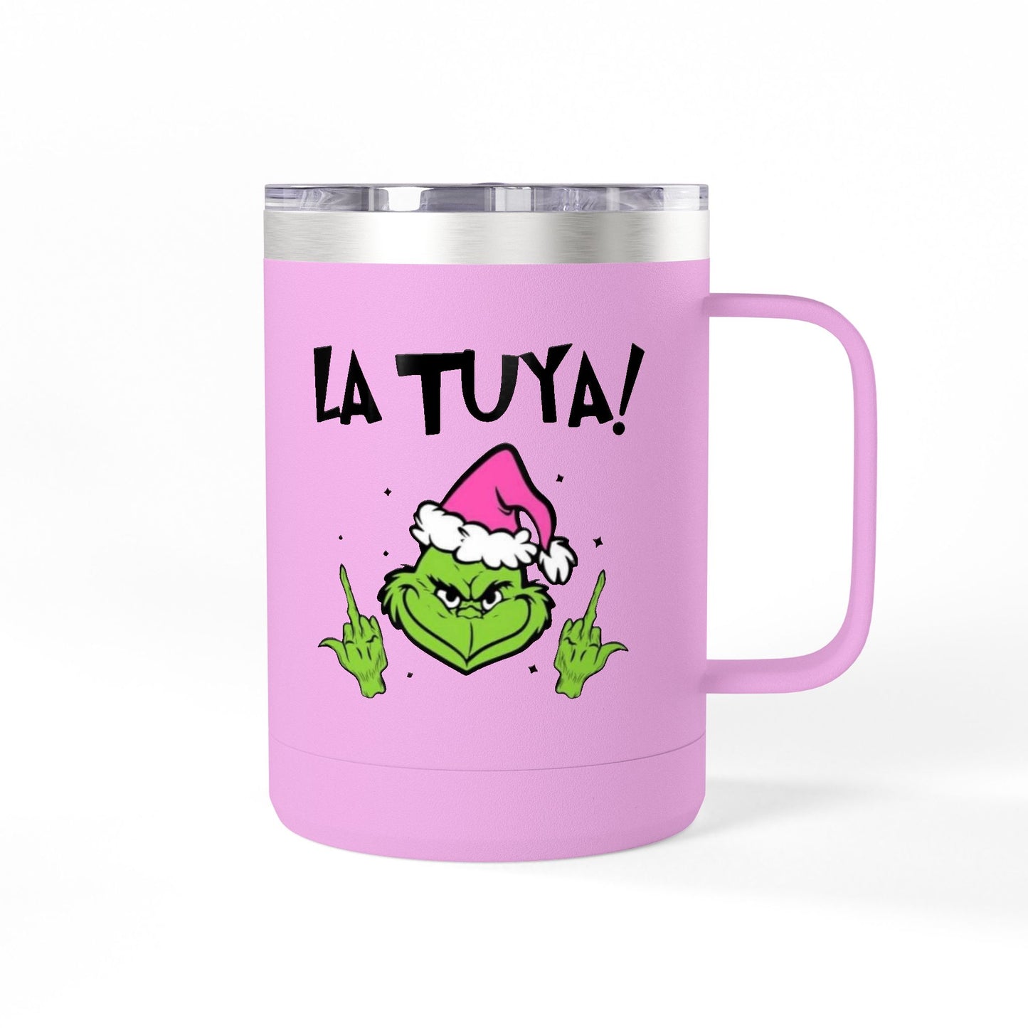 Holiday Grinch Coffee Mug Tumbler - 15oz Vaso / Taza de Acero Inoxidable – Diseño Navideño