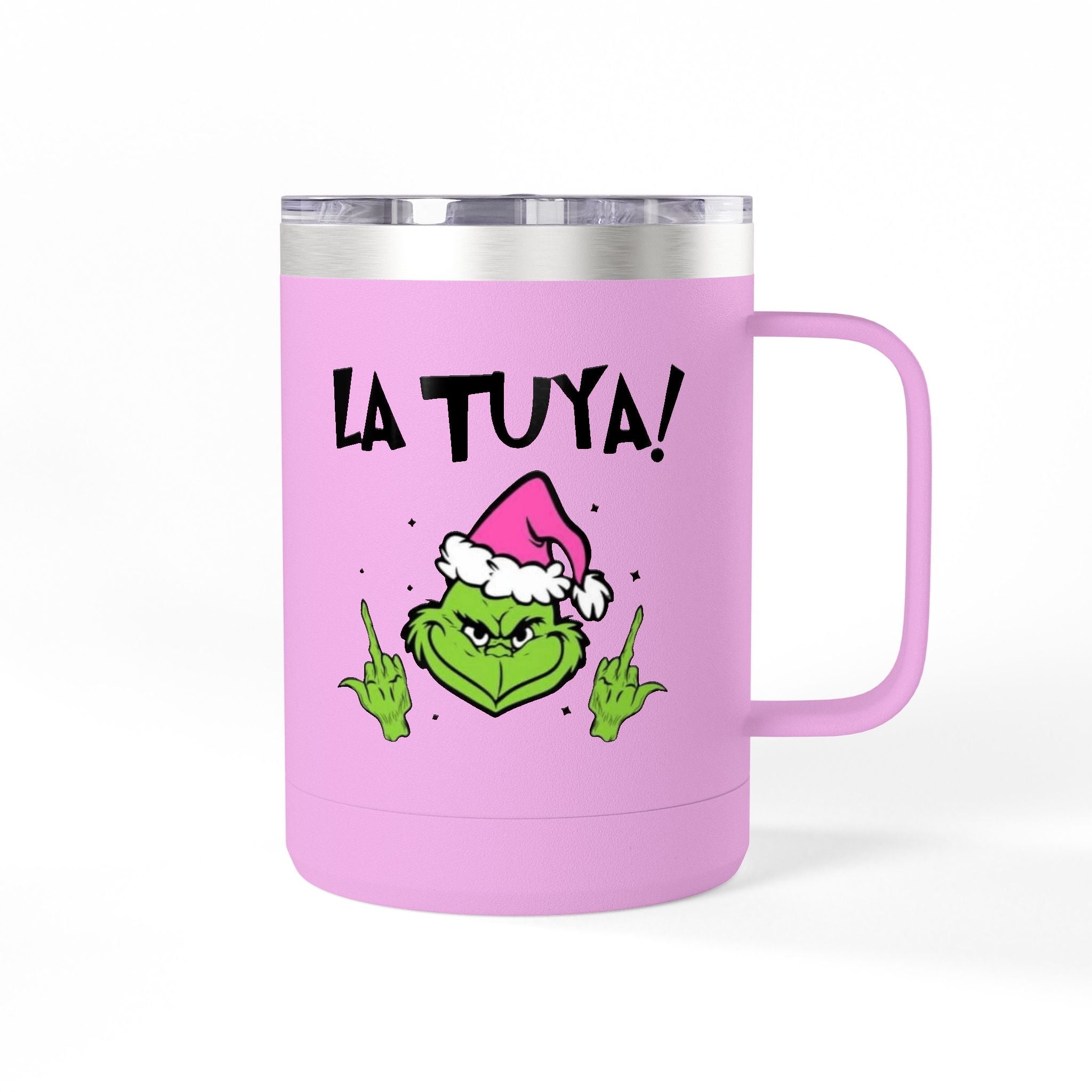 Holiday Grinch Coffee Mug Tumbler - 15oz Vaso / Taza de Acero Inoxidable – Diseño Navideño