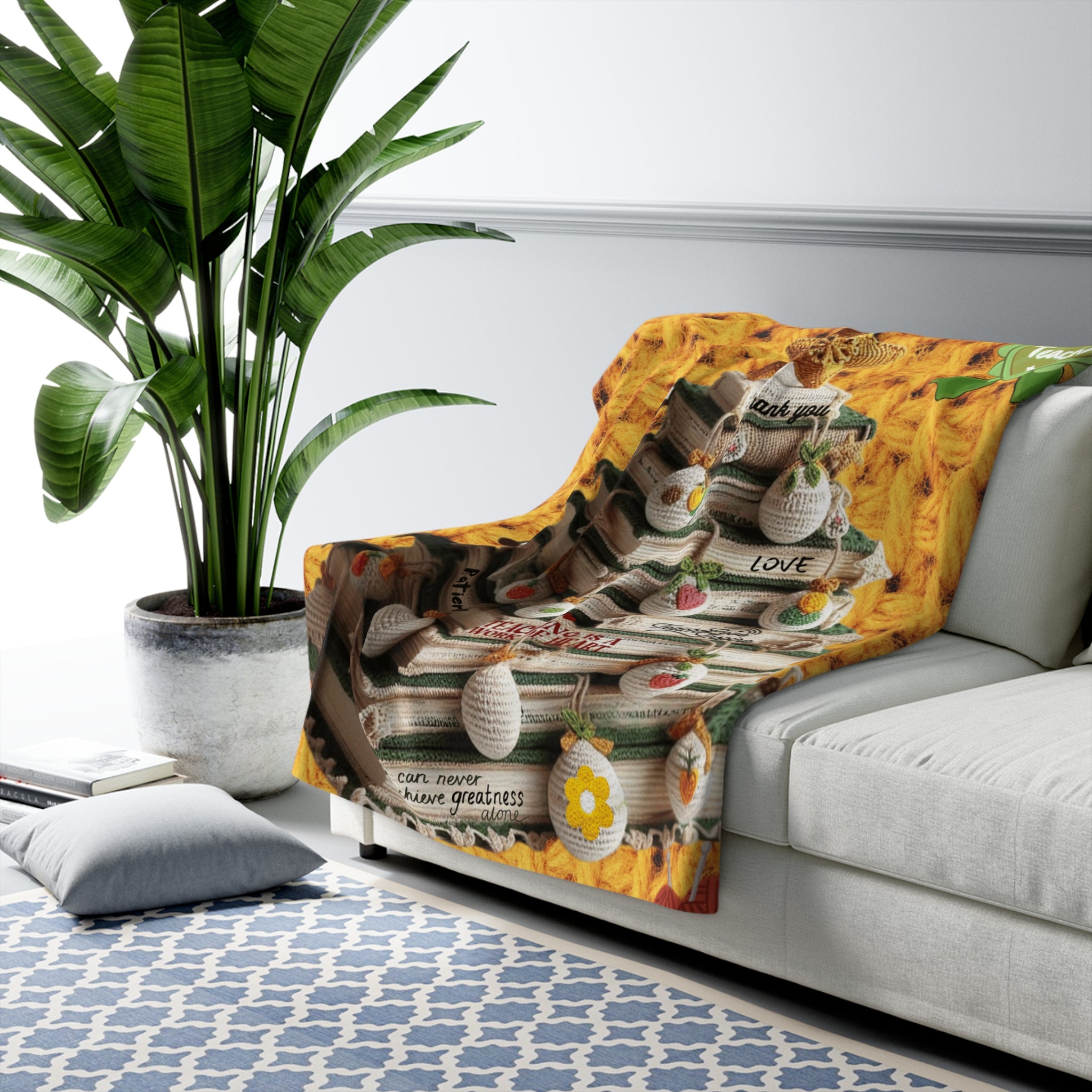 Teacher Appreciation Sherpa Blanket — "Teaching Is a Work of Heart" Cozy Fleece Throw