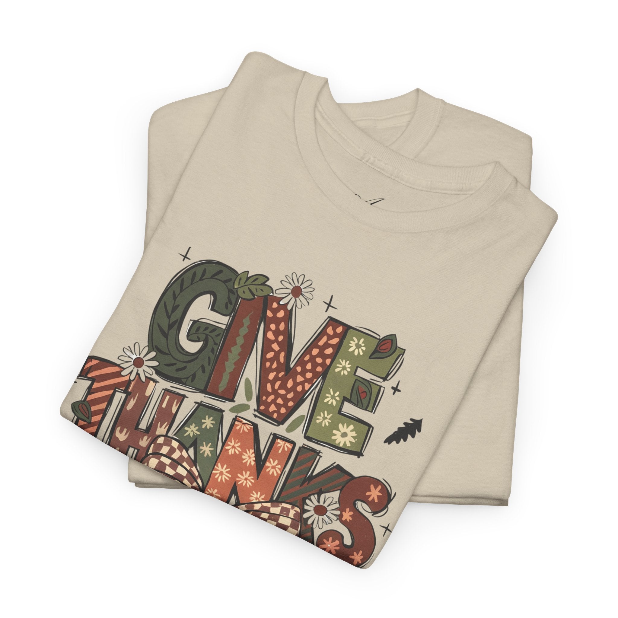 Give Thanks Tee Thanksgiving Graphic T-Shirt with Rustic Bow Design