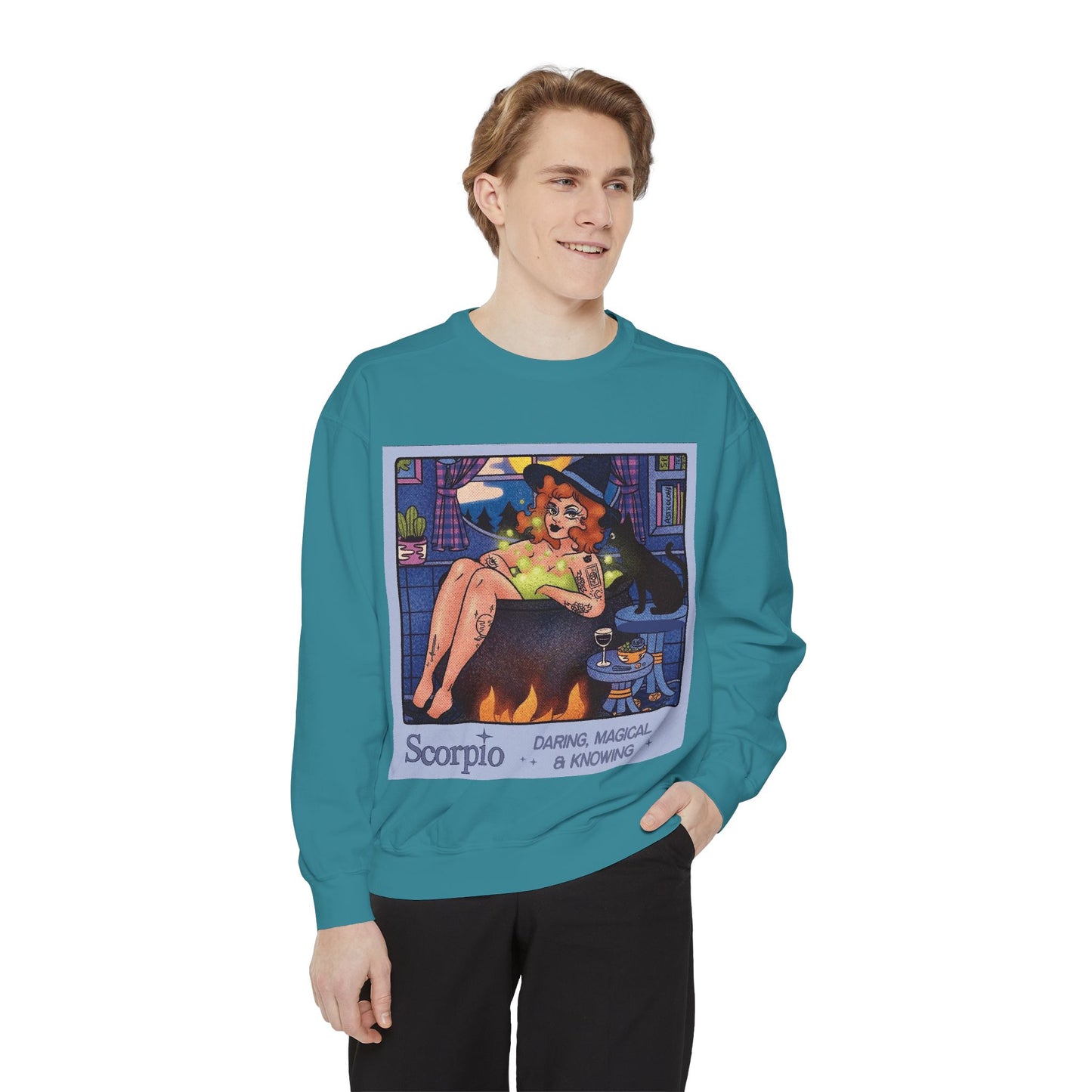 Halloween Sweater Scorpio Sweatshirt | Garment-Dyed Cozy Top, Astrology Gift, Zodiac Apparel, Witchy Fashion, Fall Wardrobe Essential