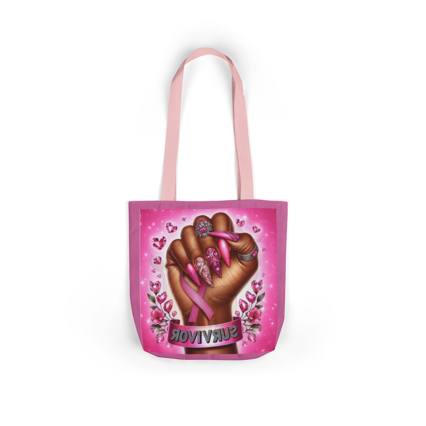 Breast Cancer Survivor Tote Bag  Pink Ribbon Empowerment Canvas Tote