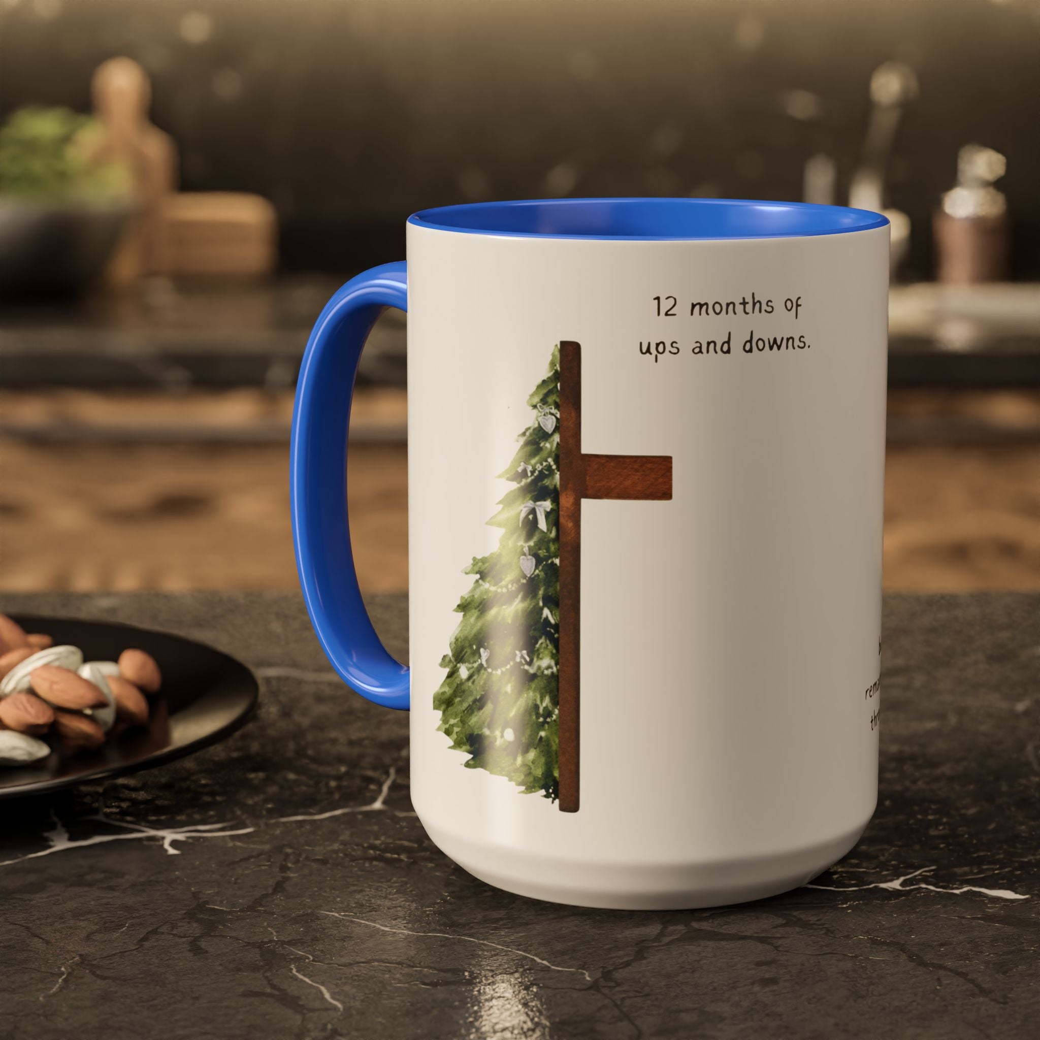 Christian Cross & Pine Tree Mug — Faith Reminder Coffee Cup (11oz/15oz)