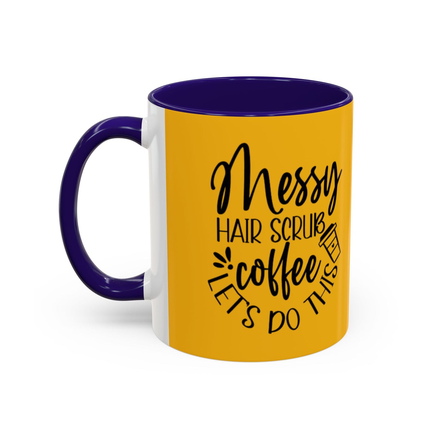 Holiday Coffee Cups with Festive Quotes & Designs Messy Hair Coffee Mug - Fun Yellow Ceramic Cup for Coffee Lovers
