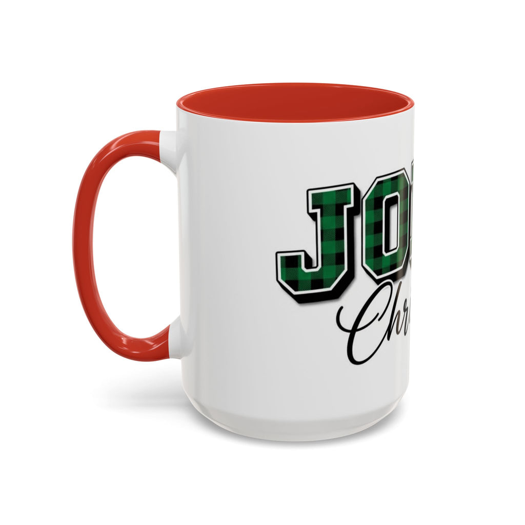 Holly Christmas Accent Coffee Mug — Green Plaid Holiday Gift (11/15oz)