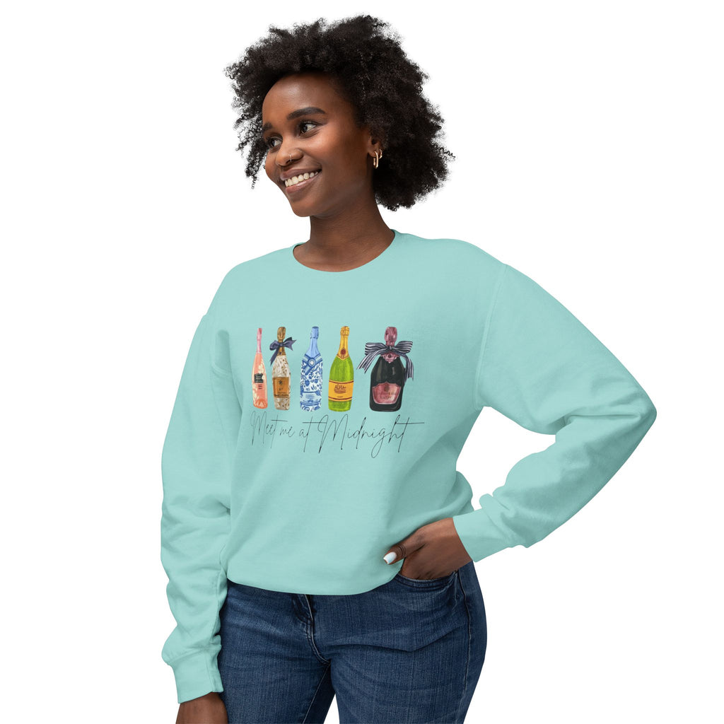 Champagne Bottles Crewneck Sweatshirt  Celebratory Bubbly Graphic