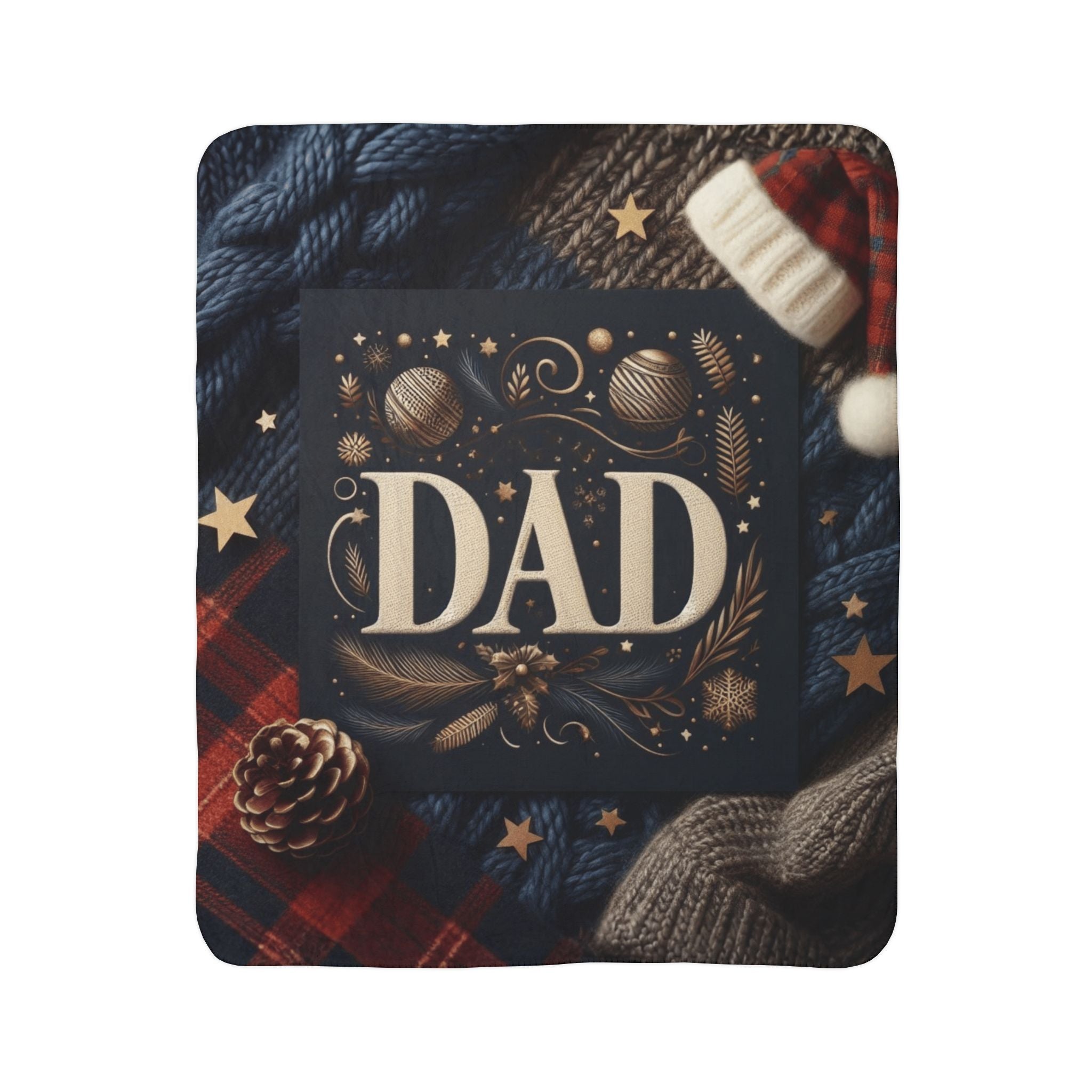 Dad Holiday Sherpa Blanket – Warm Cozy Fleece Throw for Christmas & Father’s Day Holiday Christmas Blanket,
