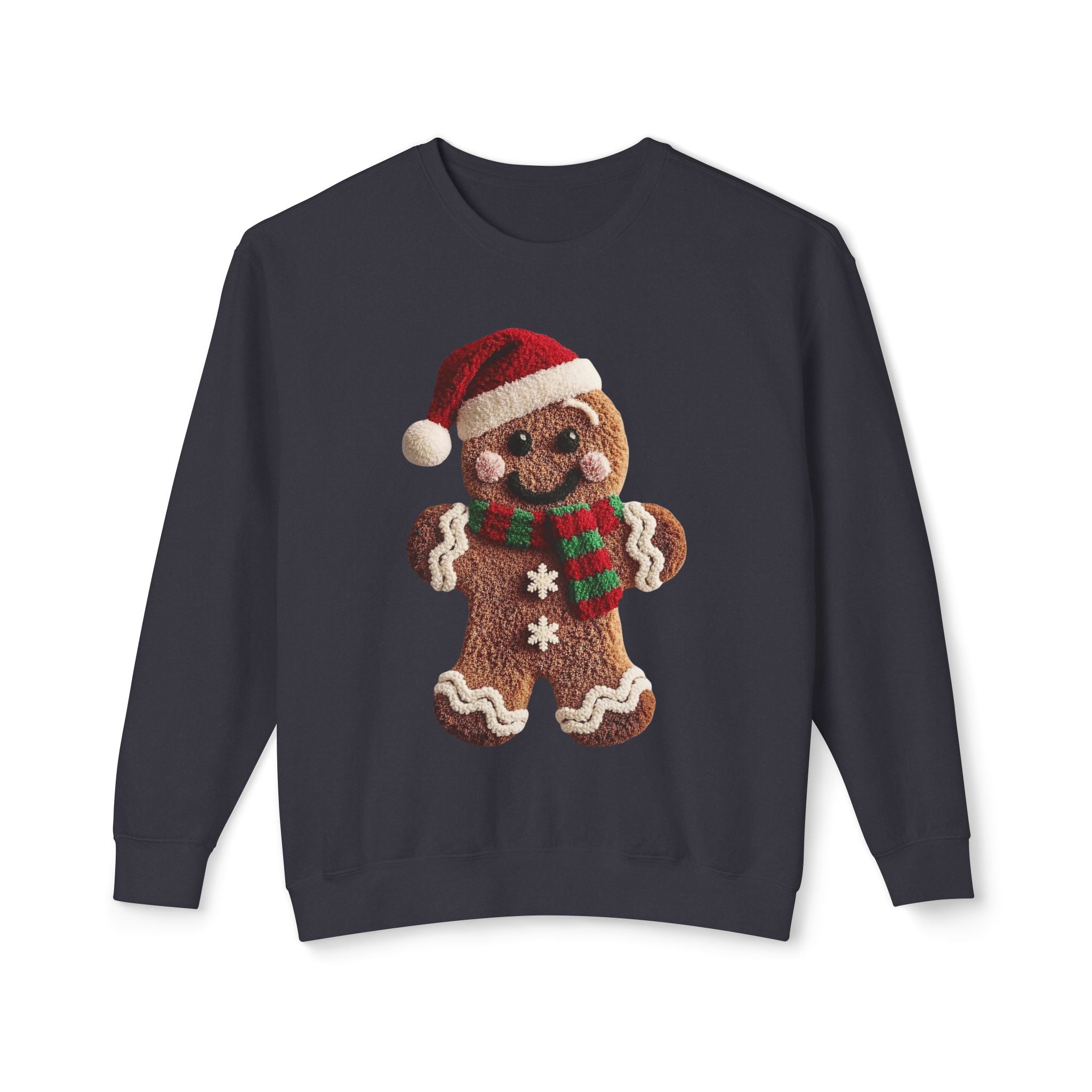 Gingerbread Cookie Christmas Sweatshirt – Cute Santa Hat & Scarf Holiday Crewneck