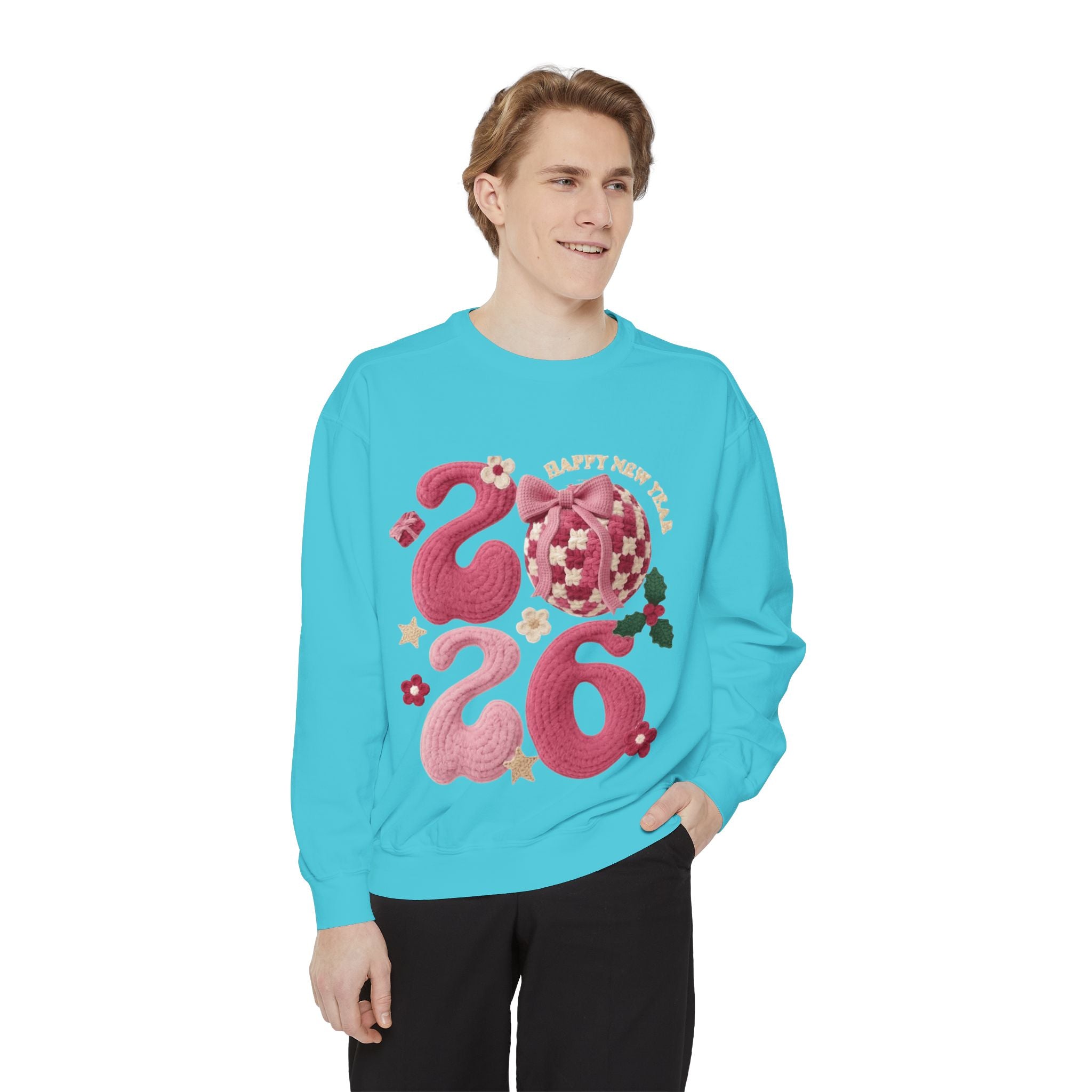 Happy New Year 2026 Sweater  Pink Festive Graphic Sweatshirt