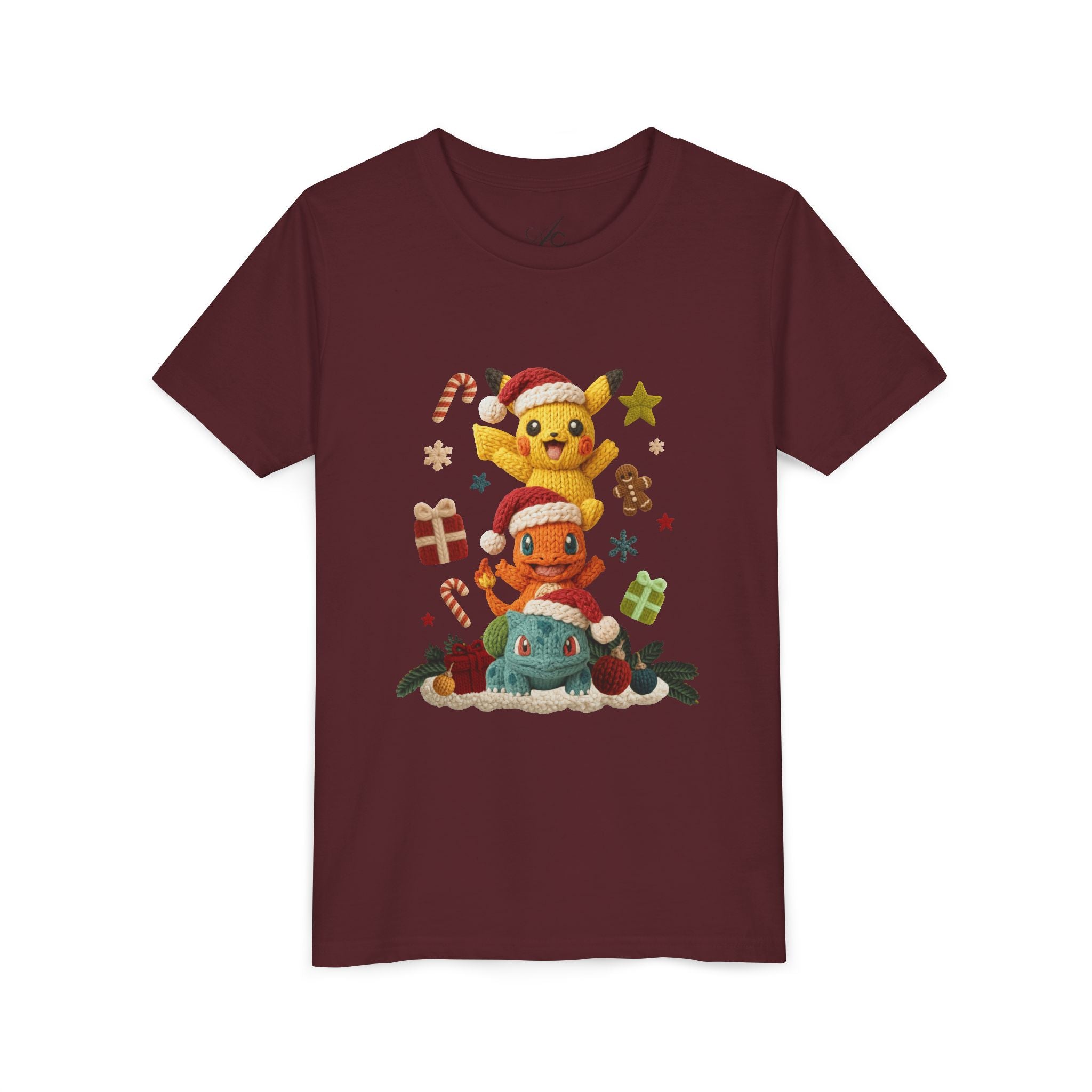 Kids Holiday Tee  Cute Stacked cartoon Characters Christmas Design